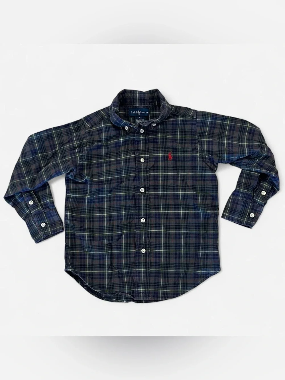 Ralph Lauren Navy & Green Plaid Button-Down Shirt